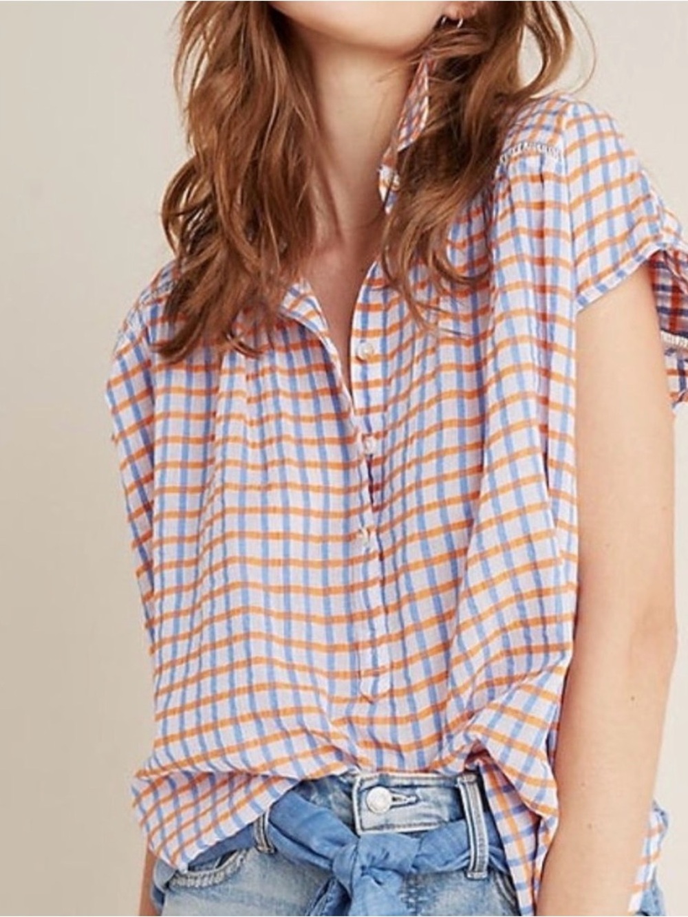 Anthropologie Pilcro Serena Surf Henley Top $88 Cotton Linen XS